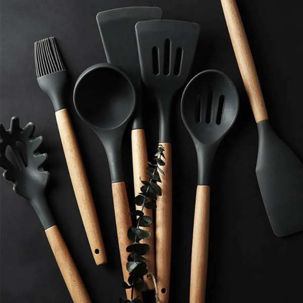 Kit Utensílios Cozinha 12 Peças Silicone Antiaderente