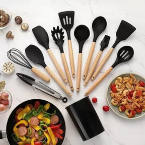 Kit Utensílios Cozinha 12 Peças Silicone Antiaderente