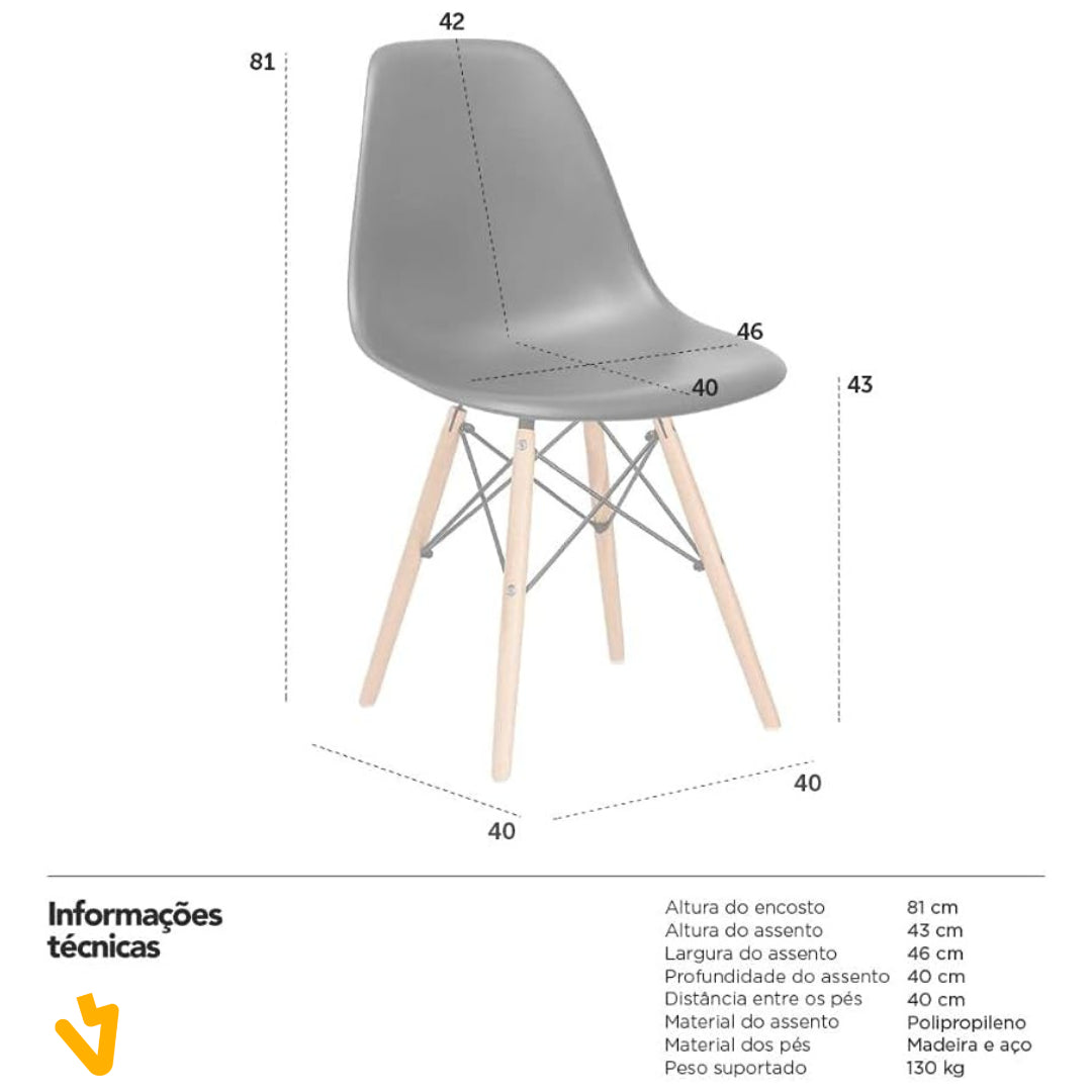 Kit 4 Cadeiras SeatVHM™ -  Charles Eames Eiffel Dsw