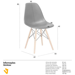 Kit 4 Cadeiras SeatVHM™ -  Charles Eames Eiffel Dsw