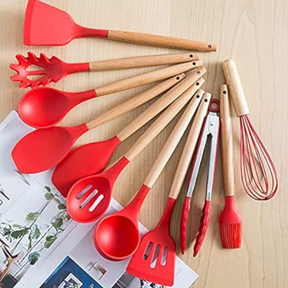 Kit Utensílios Cozinha 12 Peças Silicone Antiaderente