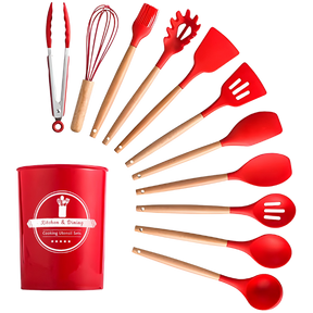 Kit Utensílios Cozinha 12 Peças Silicone Antiaderente